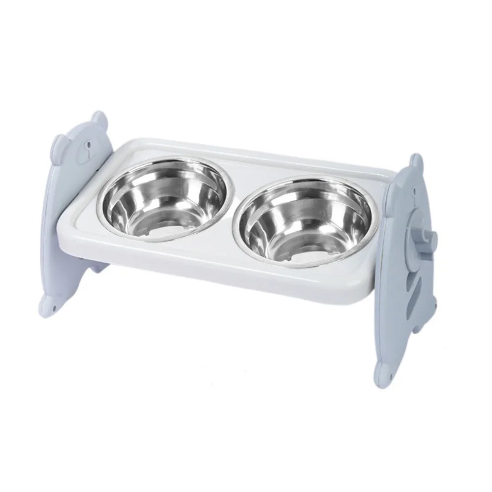 Adjustable Elevated Stainless Steel Pet Bowl Set