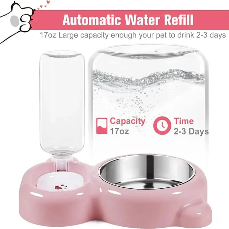 2-in-1 Auto Pet Food & Water Bowl for Dogs & Cats