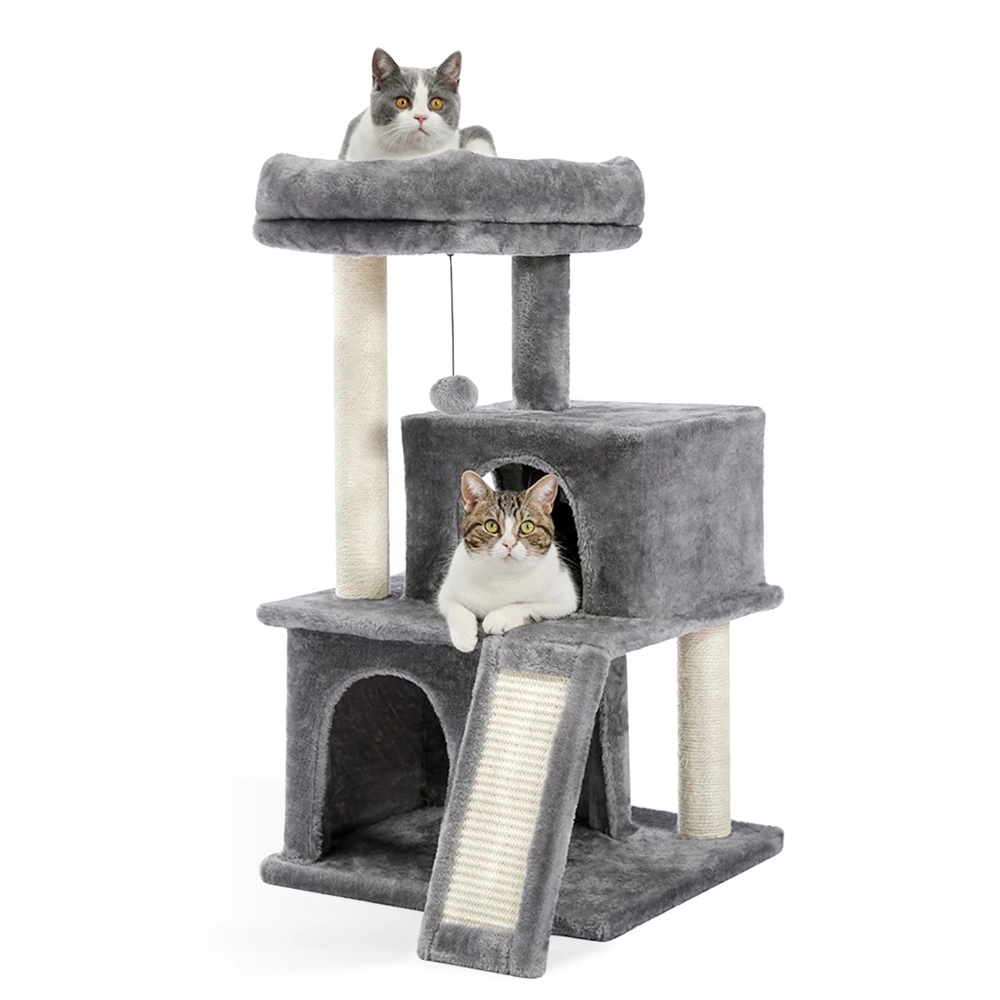 Wooden Cat Tower with Double Condos Spacious Perch