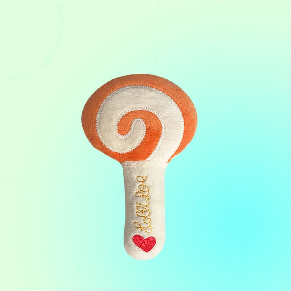 Dog Toys Plush Chew Toys for Small Medium Dogs Puppy Cute Lollipop Shape Squeaky Toy Pet Supplies