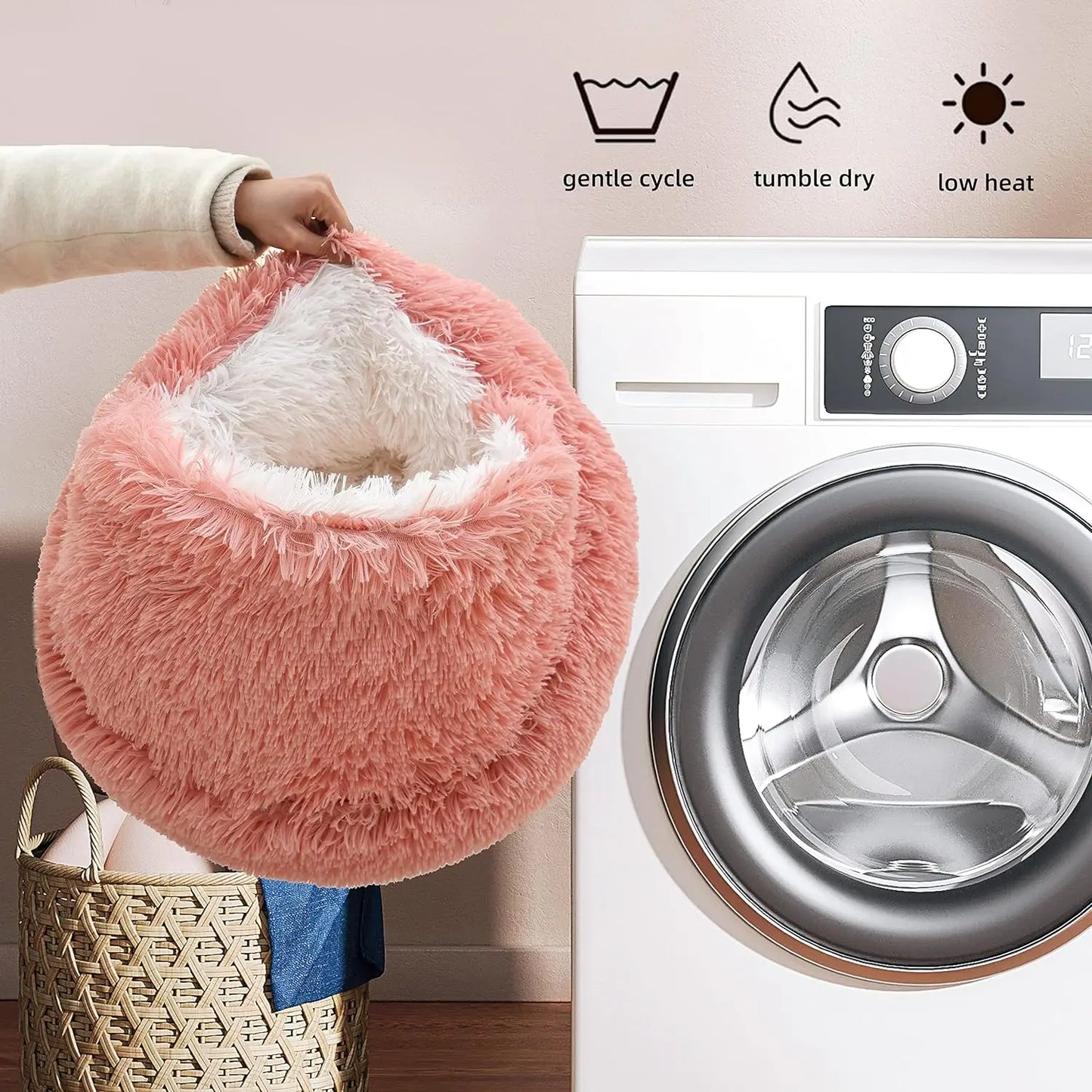 Cat Bed Round Fluffy Hooded Cat Bed