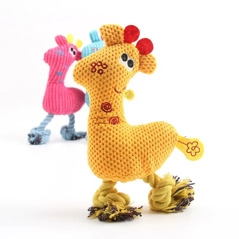 Cute Plush Giraffe Rope Pets Small Dogs Squeaky Interative Toys