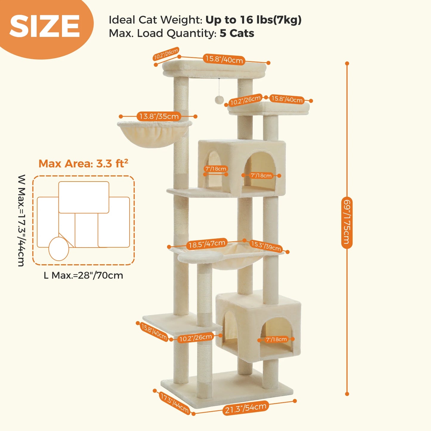 Sturdy Multi-Level Cat Tree Tower