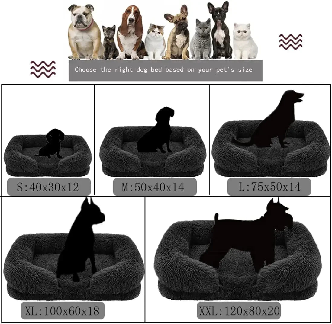 Cozy Plush Dog Sofa Bed Square Beds