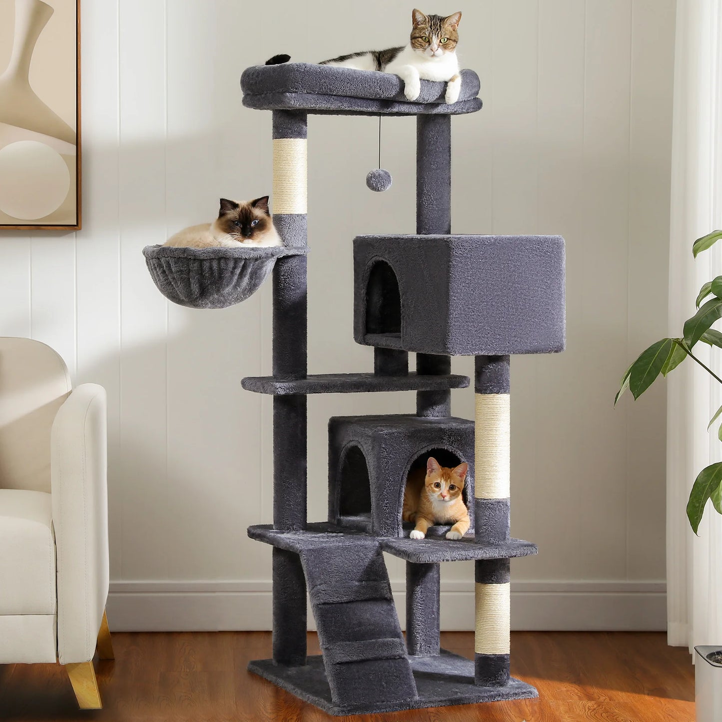 56.3" Cat Tree for Large Cats Adult