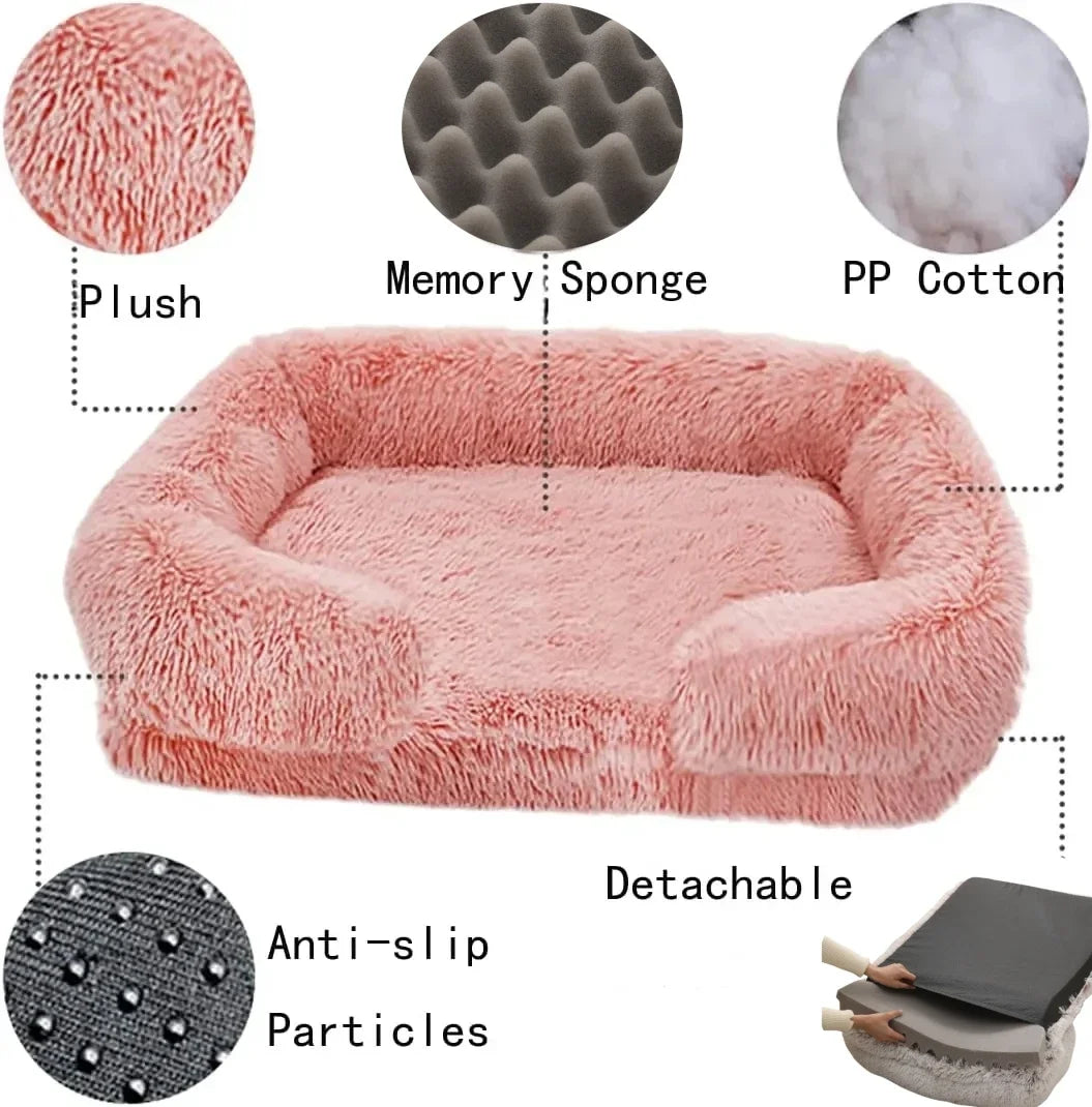 Cozy Plush Dog Sofa Bed Square Beds