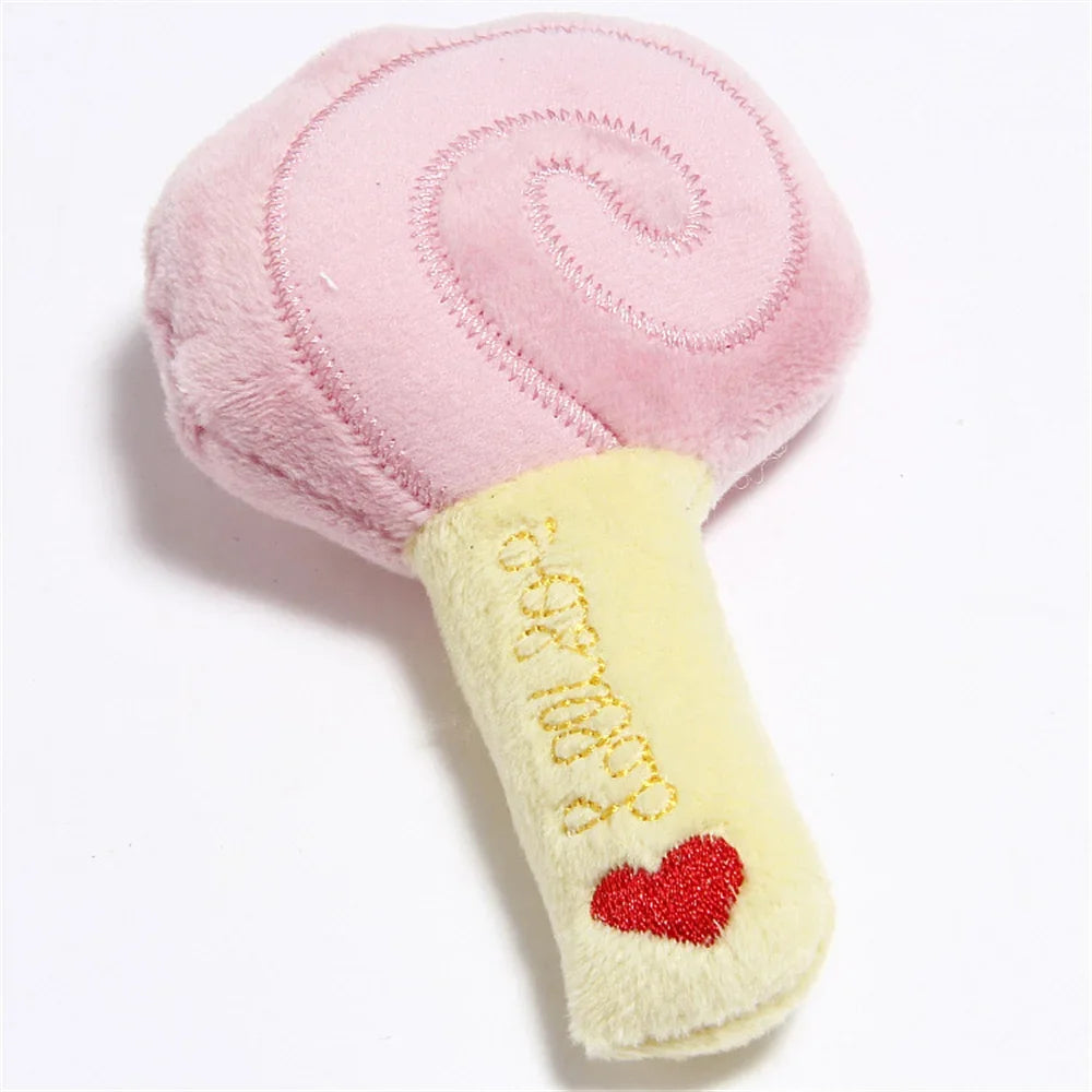 Dog Toys Plush Chew Toys for Small Medium Dogs Puppy Cute Lollipop Shape Squeaky Toy Pet Supplies