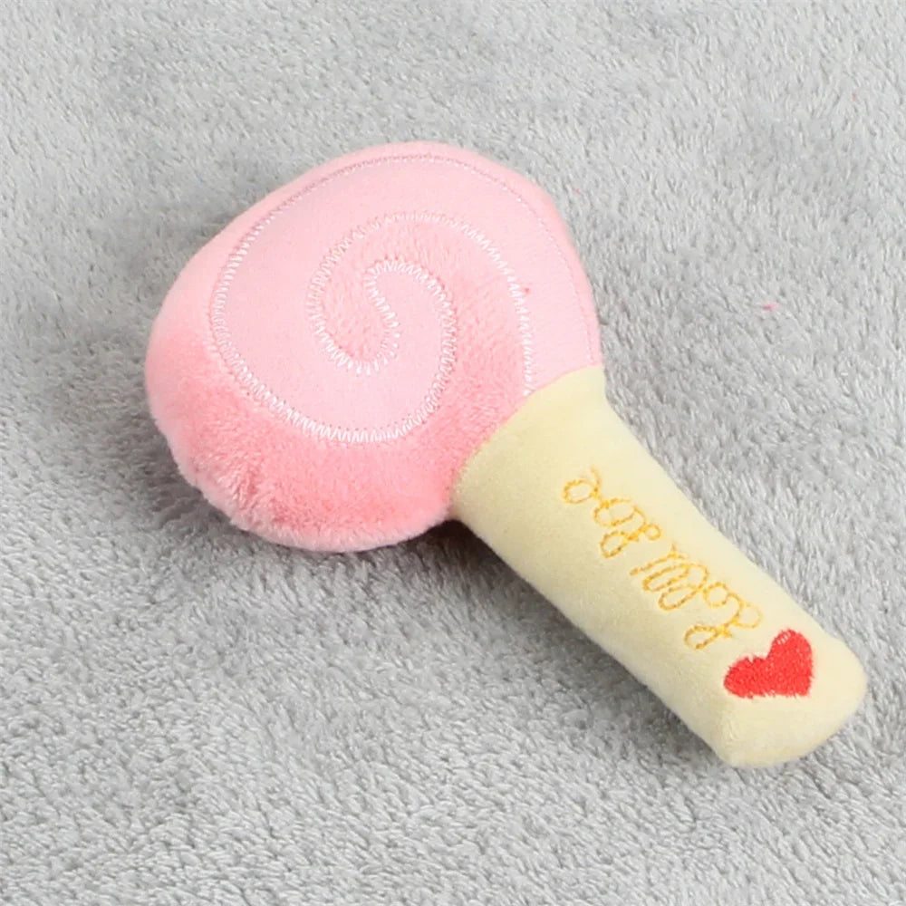 Dog Toys Plush Chew Toys for Small Medium Dogs Puppy Cute Lollipop Shape Squeaky Toy Pet Supplies