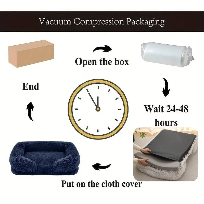 Cozy Plush Dog Sofa Bed Square Beds