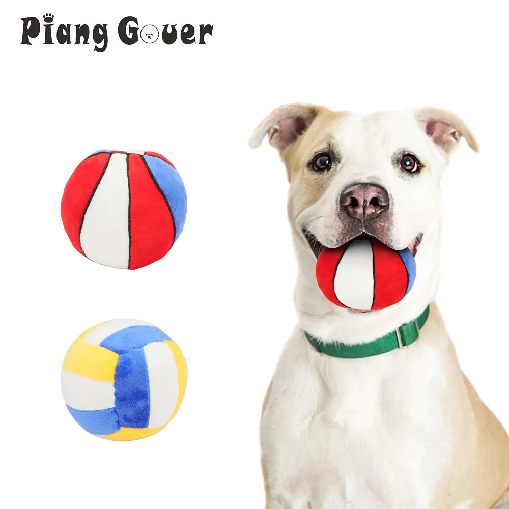 Ball Shape Plush Sound Dog Toy Puppy Chew