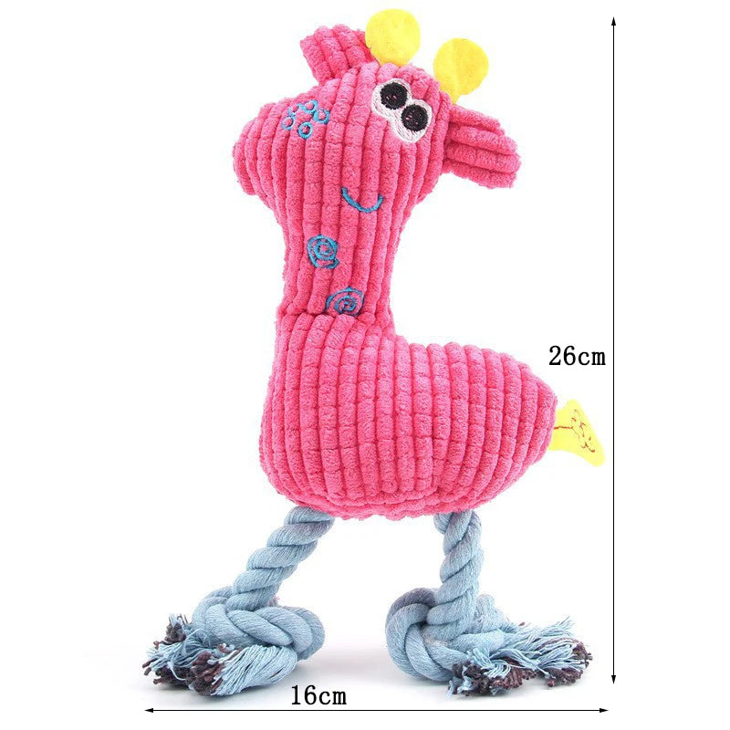 Cute Plush Giraffe Rope Pets Small Dogs Squeaky Interative Toys