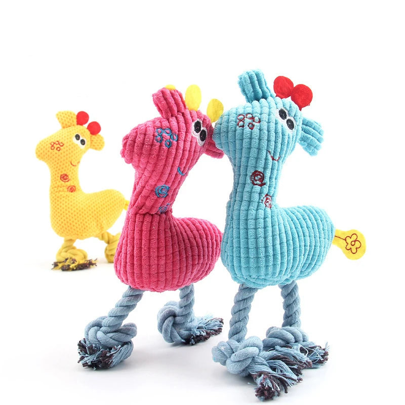 Cute Plush Giraffe Rope Pets Small Dogs Squeaky Interative Toys