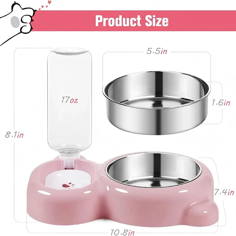 2-in-1 Auto Pet Food & Water Bowl for Dogs & Cats