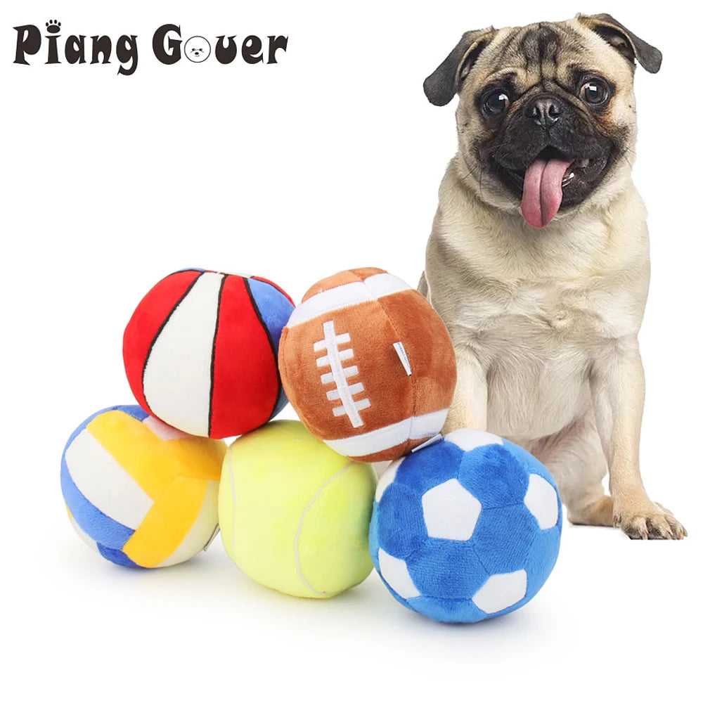 Ball Shape Plush Sound Dog Toy Puppy Chew