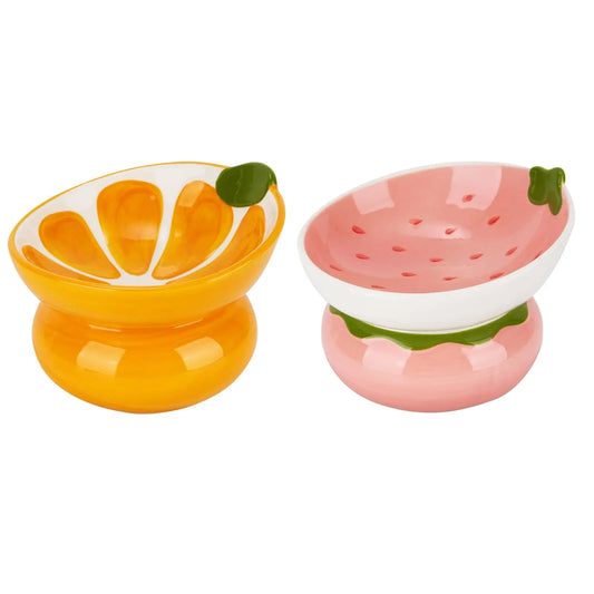 2/1pcs Ceramic Raised Cat Bowl