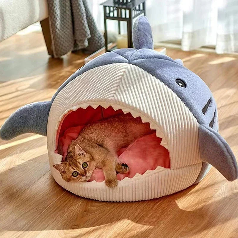 Warm Cat Beds Cartoon Shark Pet Cave Beds