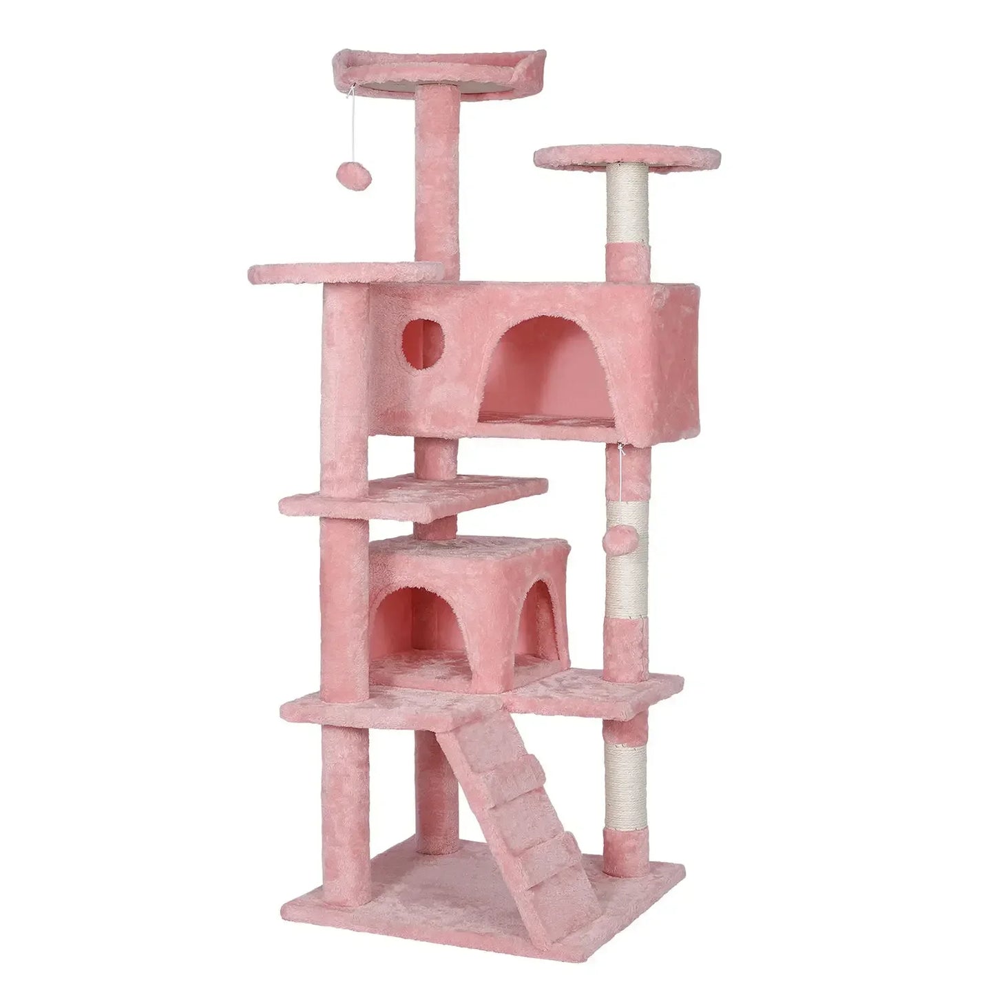 For 55'' Kitty Cat Tree Pink Cat Condo Tower