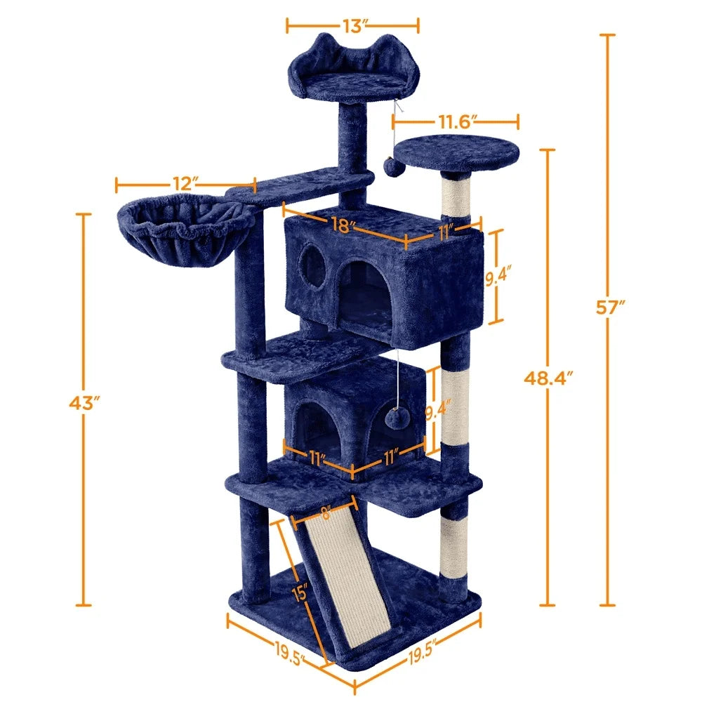54 Inch Double Condo Cat Tree Tower