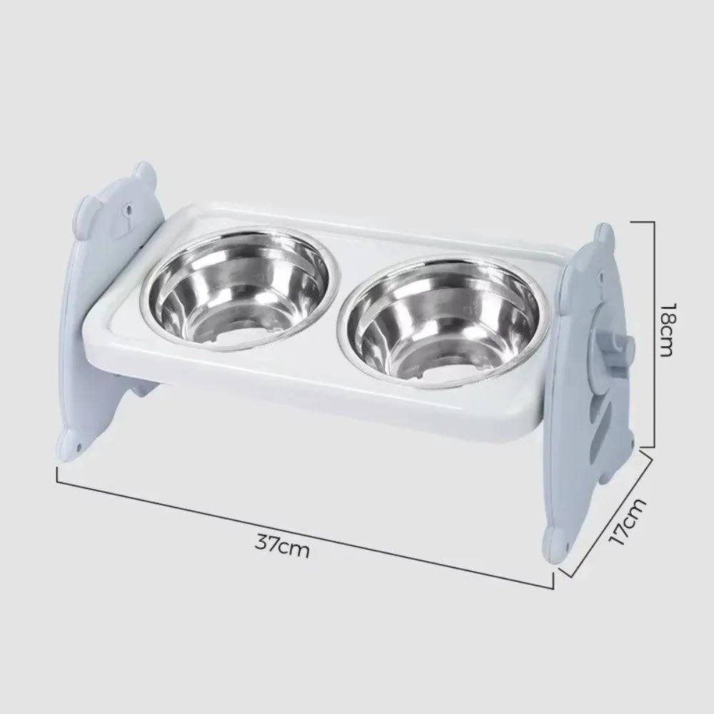Adjustable Elevated Stainless Steel Pet Bowl Set