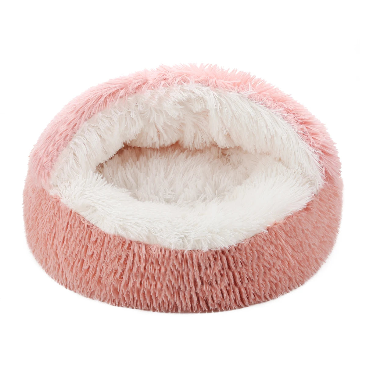 Cat Bed Round Fluffy Hooded Cat Bed
