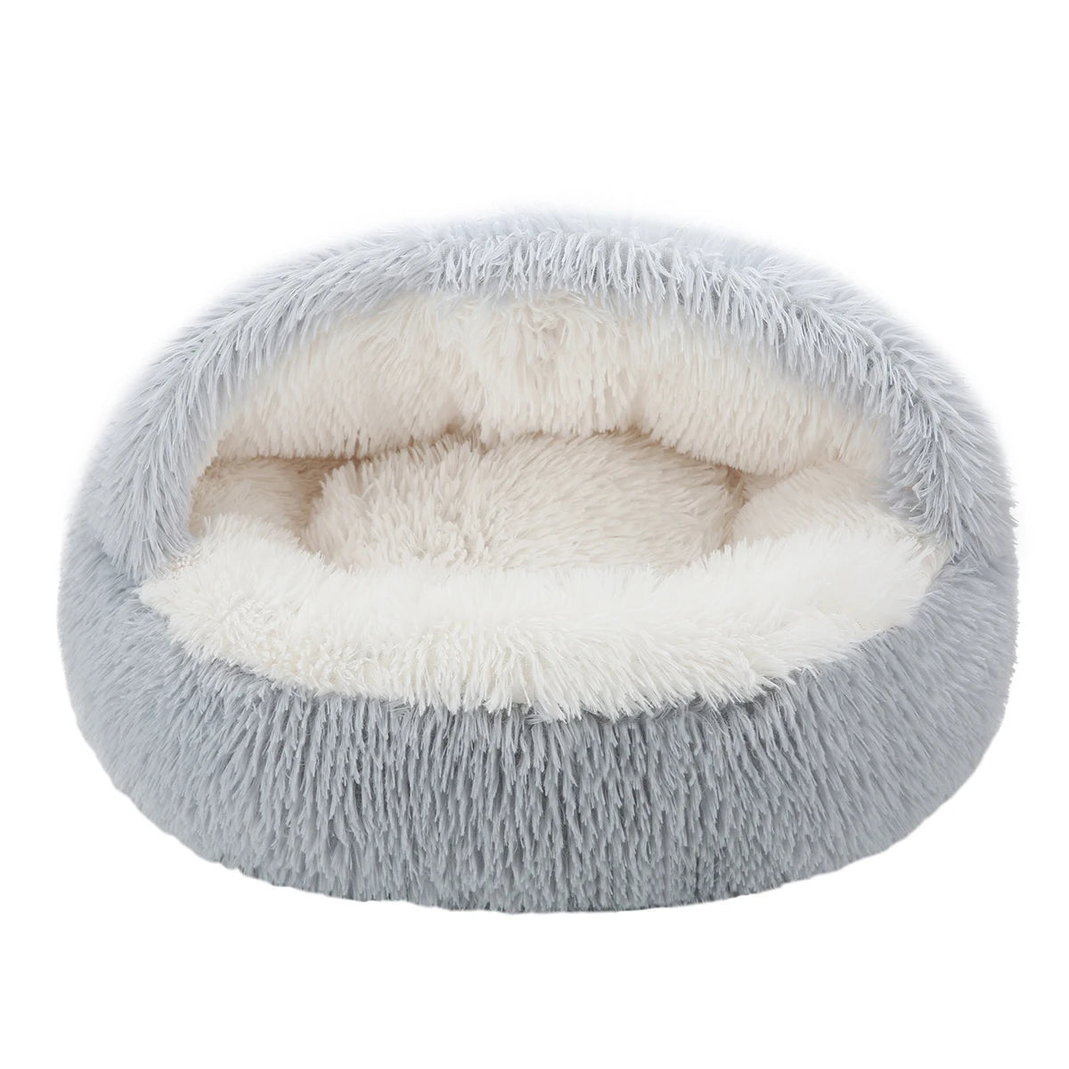 Cat Bed Round Fluffy Hooded Cat Bed