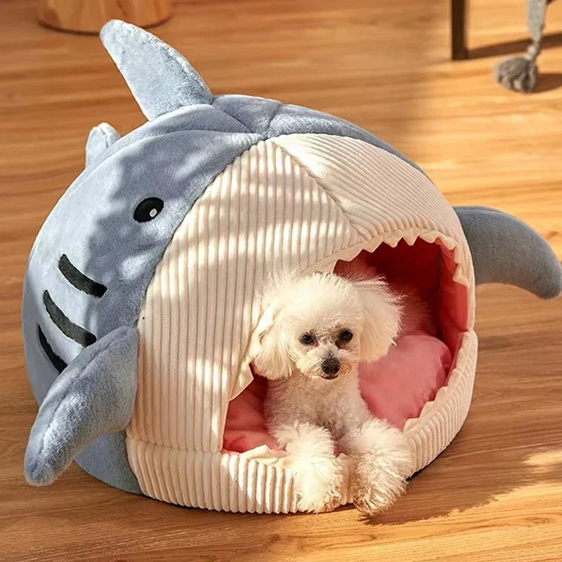 Warm Cat Beds Cartoon Shark Pet Cave Beds