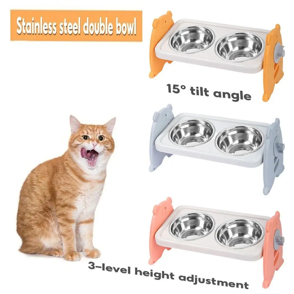 Adjustable Elevated Stainless Steel Pet Bowl Set