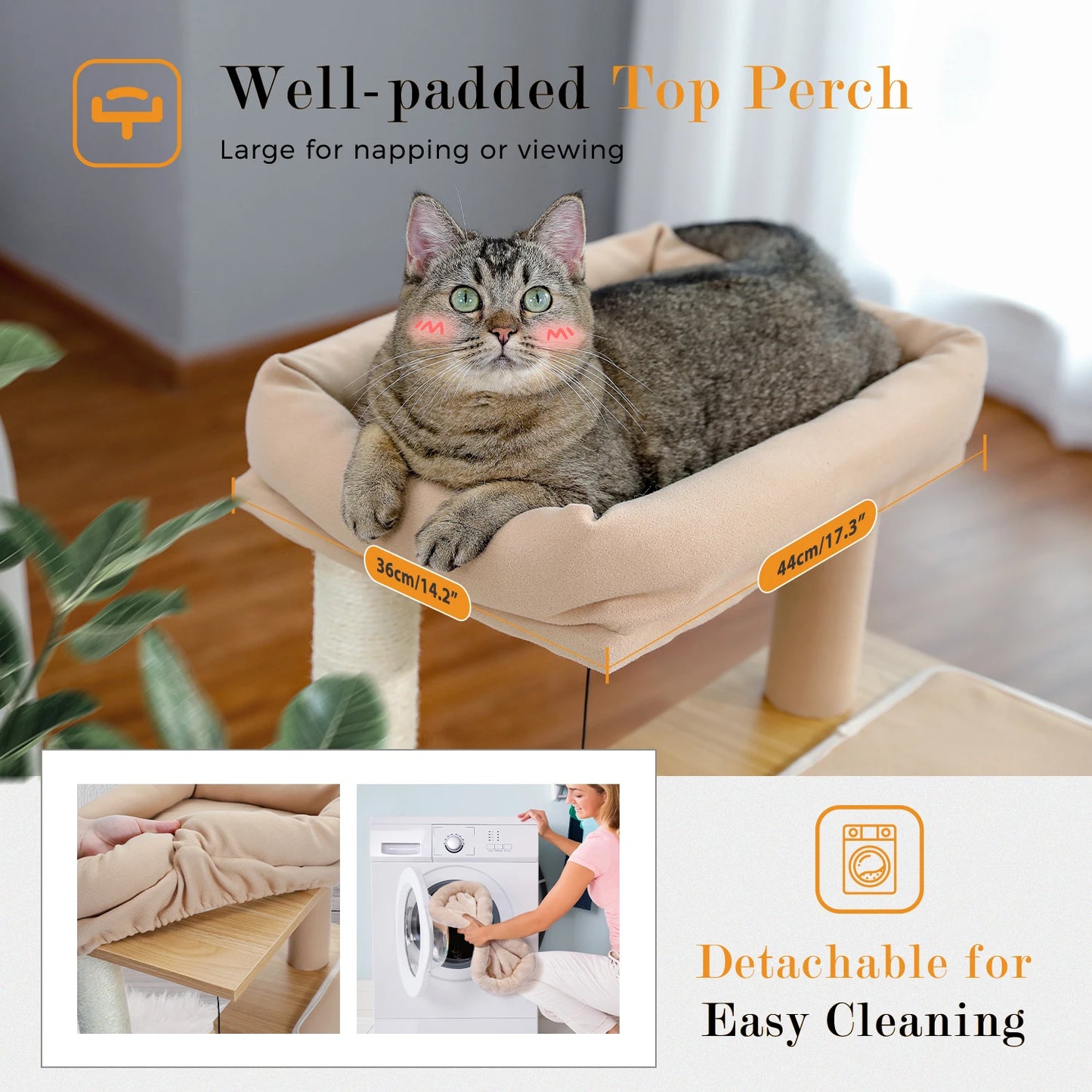 Wooden Cat Tower with Double Condos Spacious Perch