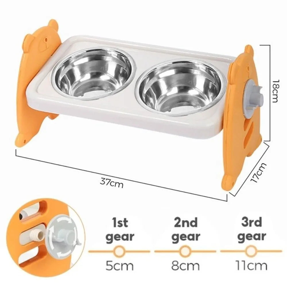 Adjustable Elevated Stainless Steel Pet Bowl Set